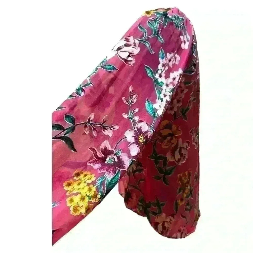 White House Black Market Pink Floral Silk Blouse Size Small - Picture 2 of 8